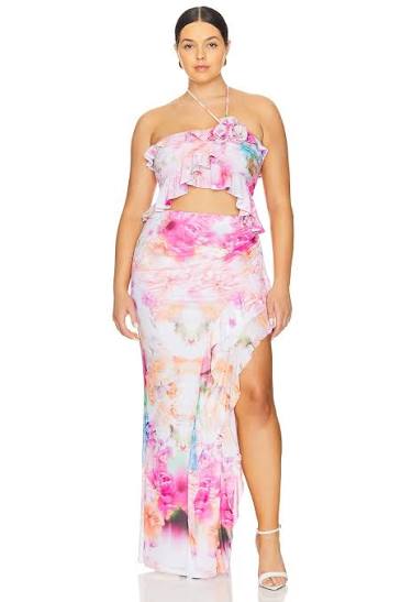 COZETTE TOP and SAL MAXI SKIRT SET in FALLING PETALS